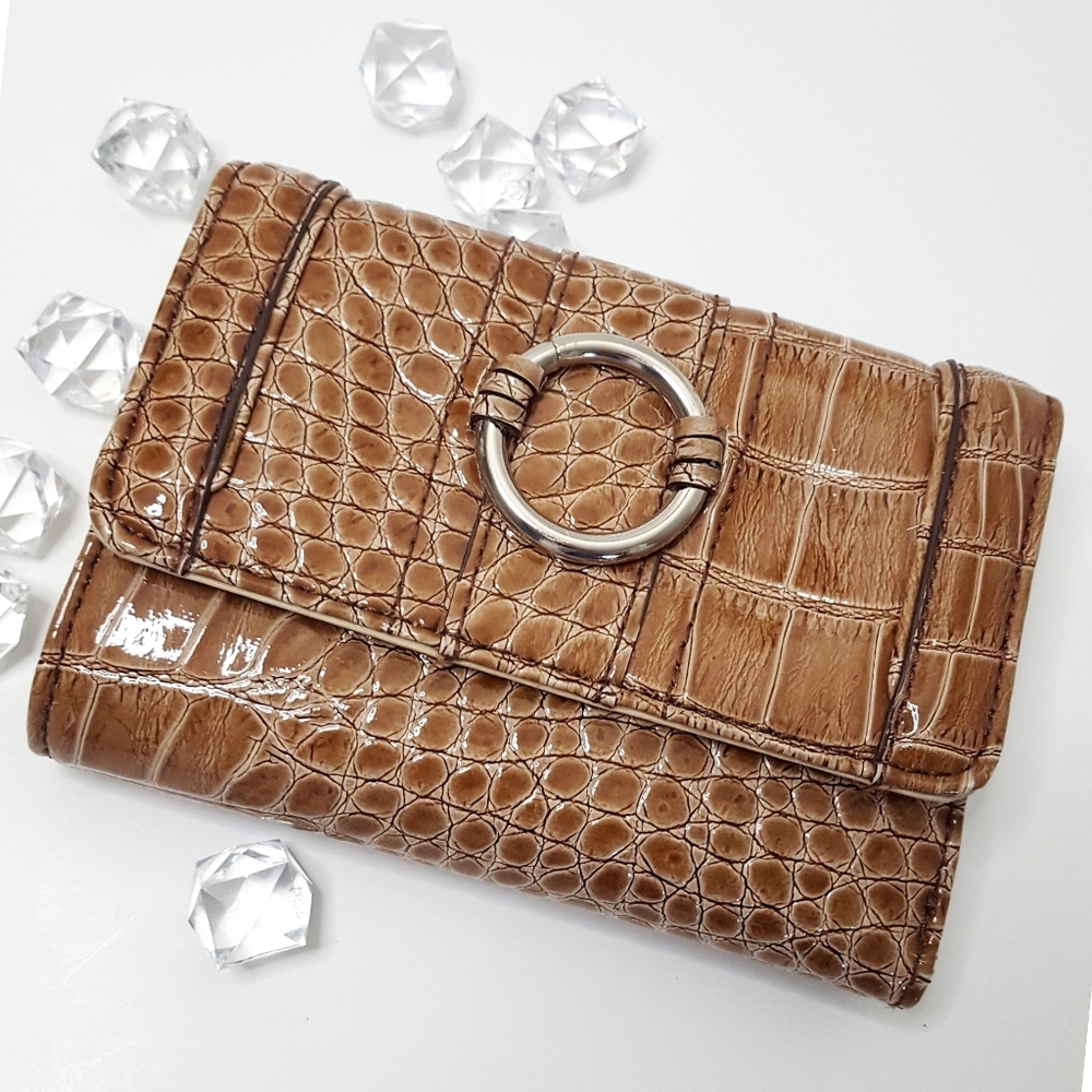 Vtg Nine West🌾Croc Embossed Patent Leather Wallet